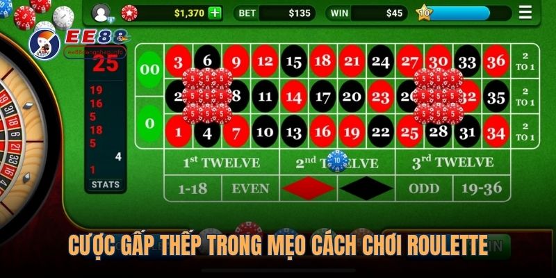 Cược gấp thếp trong mẹo cách chơi Roulette